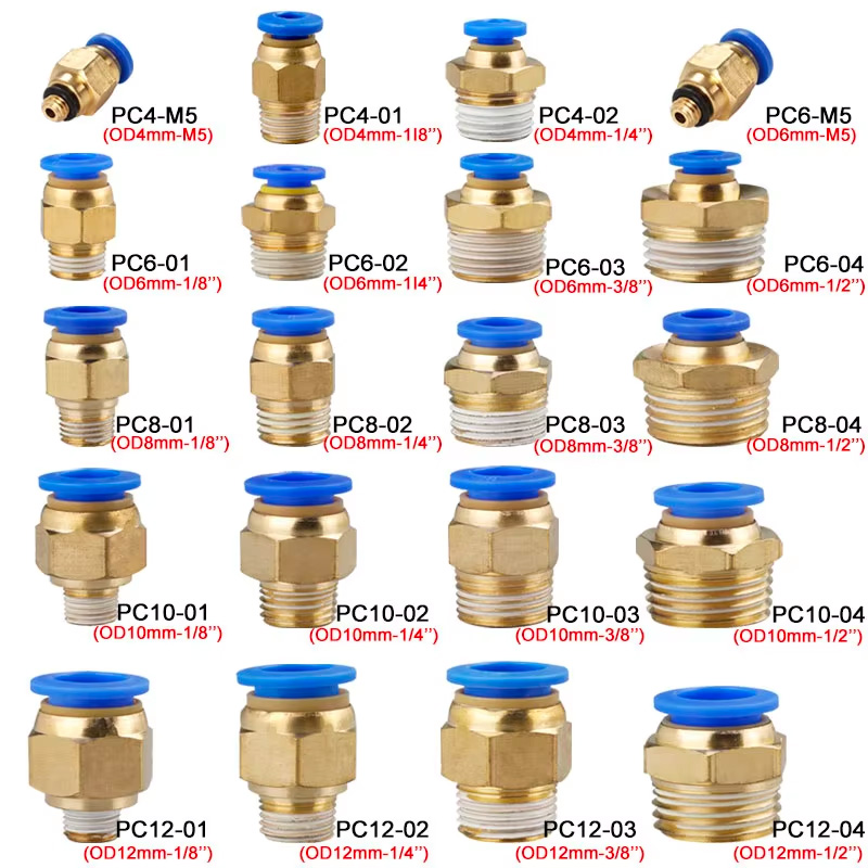 Compression Fitting Brass - 10/50 adet pnömatik bağlantı parçası hava